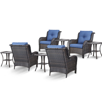 Schutt 8 - Pieces Rattan Multiple Chairs Seating Group with Cushions and Side Table by Red Barrel Studio
