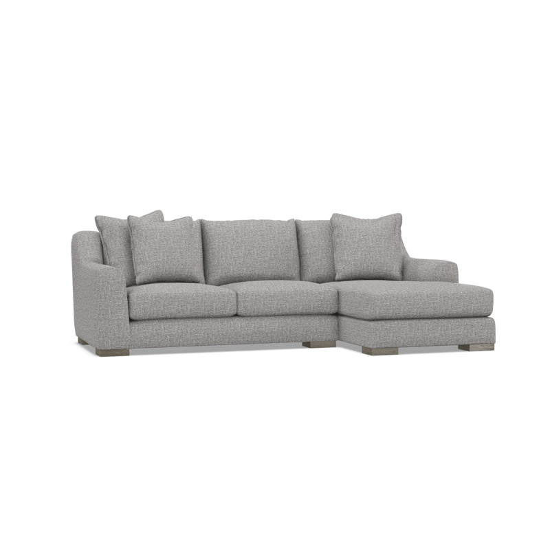 Gabi 3-Piece Fabric Sectional, Gray Polyester, 35" H x  105" W x 63.5" D, Right Hand Facing