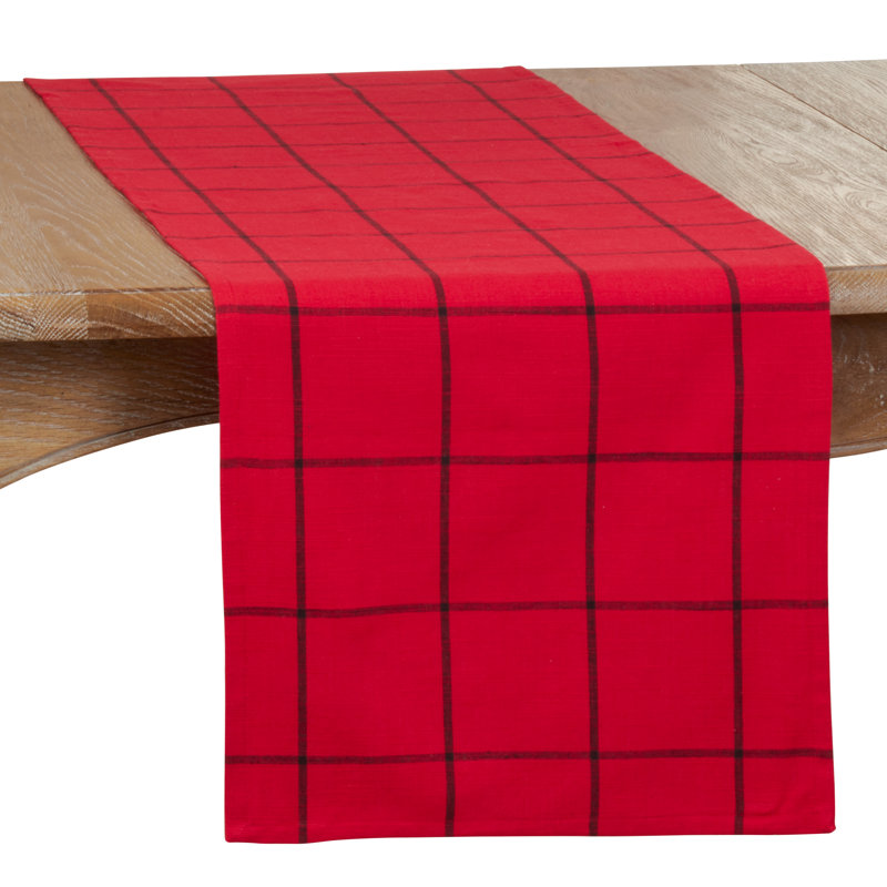 Yvelines Plaid 100% Cotton Table Runner, Red