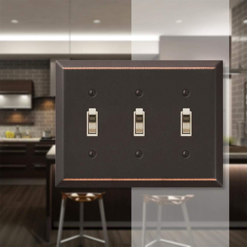 Amerelle Century Antique Bronze 3 gang Metal Toggle Wall Plate 1 pk
