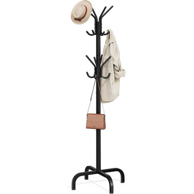 Porte-manteau autoportant en métal avec 16 crochets, pieds ajustables, arbre à manteaux peu encombrant pour l'entrée et la chambre