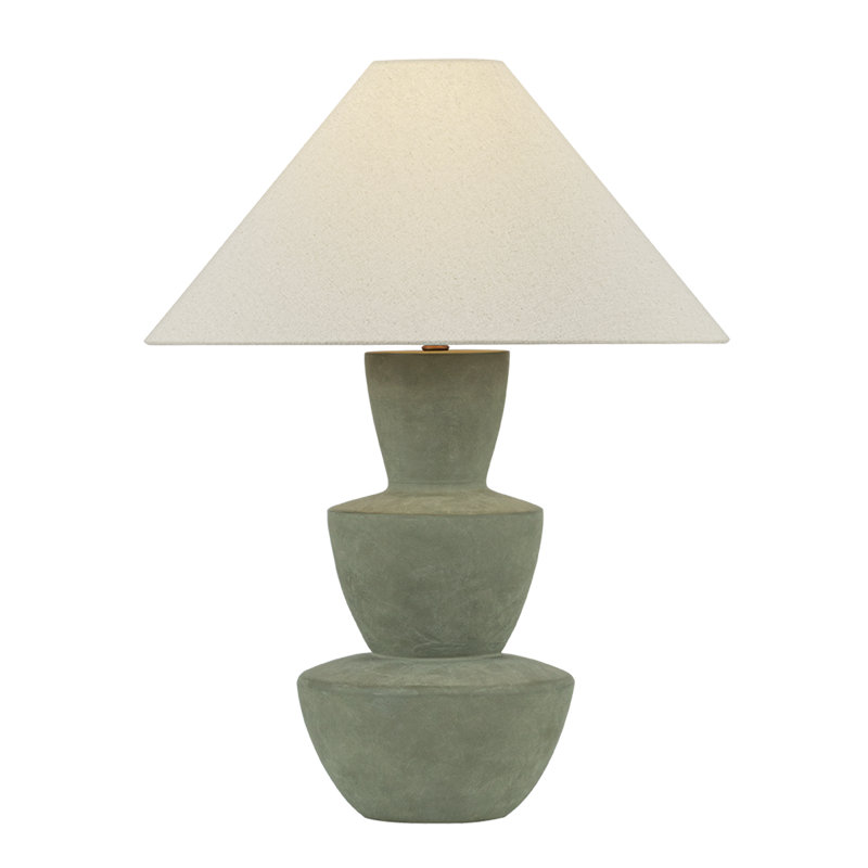 Kamas Table Lamp, Patina Brass/Ceramic Oak Moss