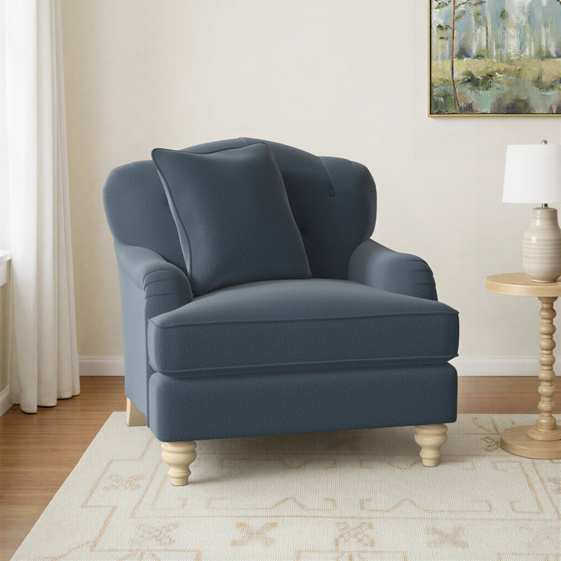 Sullivan Upholstered Armchair, No, Anello 22 Navy Performance Twill, Linen