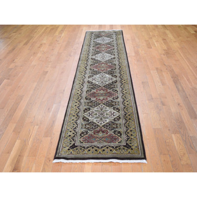 Tapis de Tapis décoratif couloir de conception unique 2 pi 7 po x 12 pi noué à la main New Age