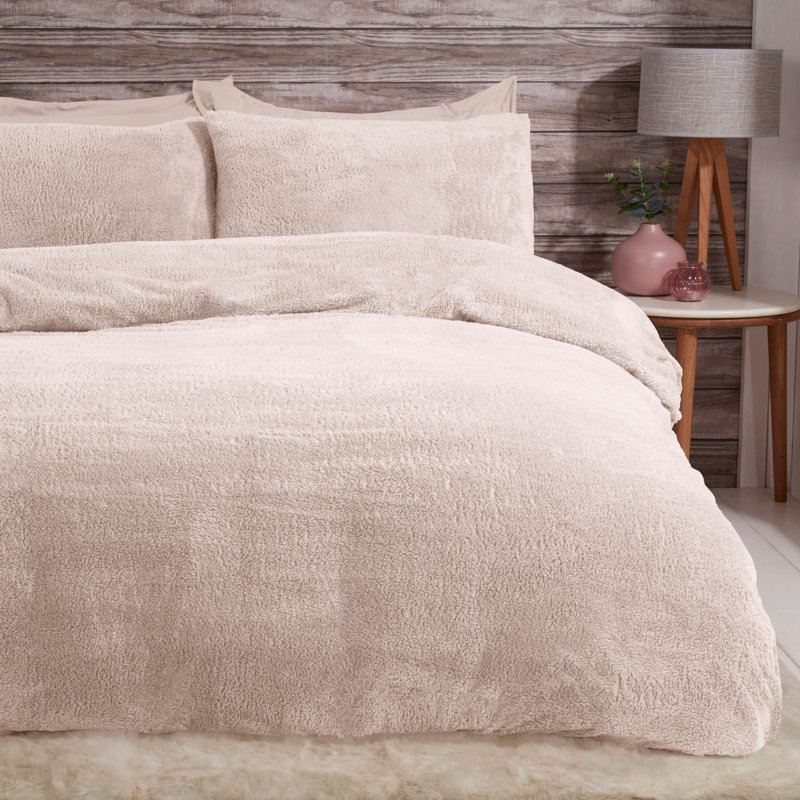 Livinia Polyester Solid Colour Duvet Cover Set with Pillowcases, Natural, Single - 1 Standard Pillowcase