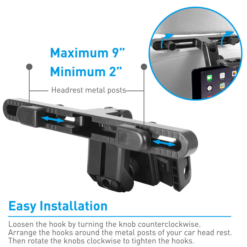 Système de fixation de siège d’auto ajustable pour tablette/iphone