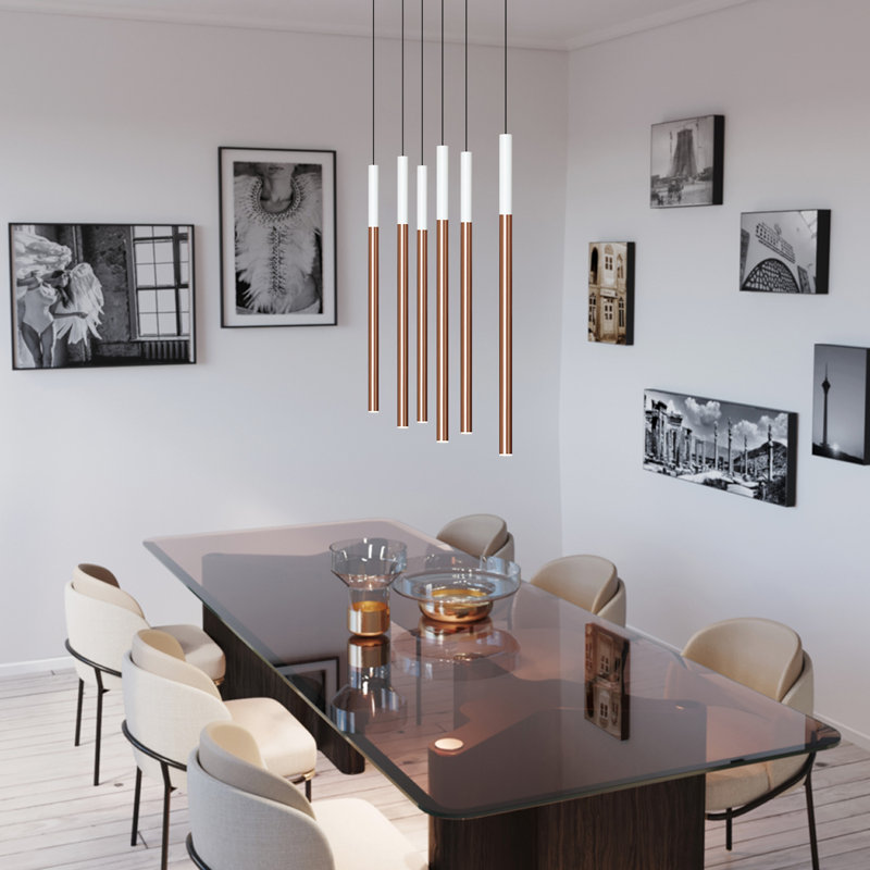 Baileyton 6 - Light Kitchen Island Pendant, White Top/Brushed Copper