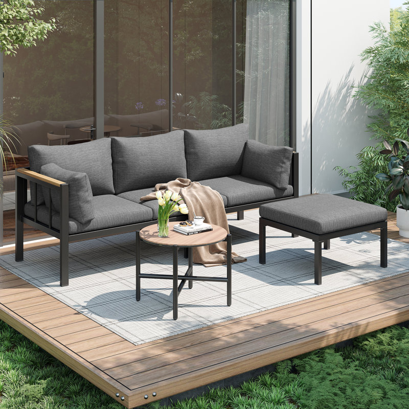 3-piece Patio Sectional Conversation Set With Coffee Table
