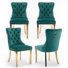 Ensemble de 4 chaises de salle à manger rembourrées en velours avec pattes dorées, vert