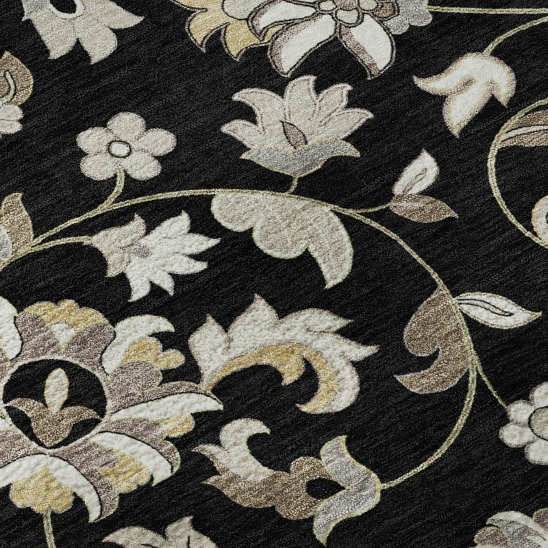 Tapis floral Goulven AMF1006 lavable à la machine de qualité supérieure, Rectangle 10 pi x 14 pi