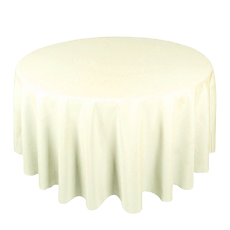 Polyester Round Tablecloth Wedding Party Décor Wedding Decoration Ivory Solid Colours, 137cm W x 137cm L