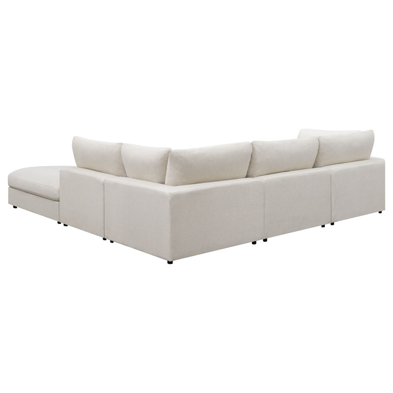 Canapé modulaire rembourré 5 pièces Gihan Beige