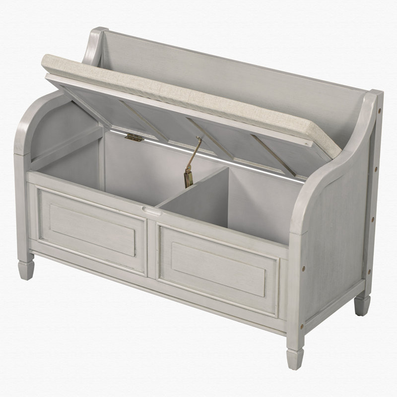 Marylea Upholstered Storage Bench, Gray Wash