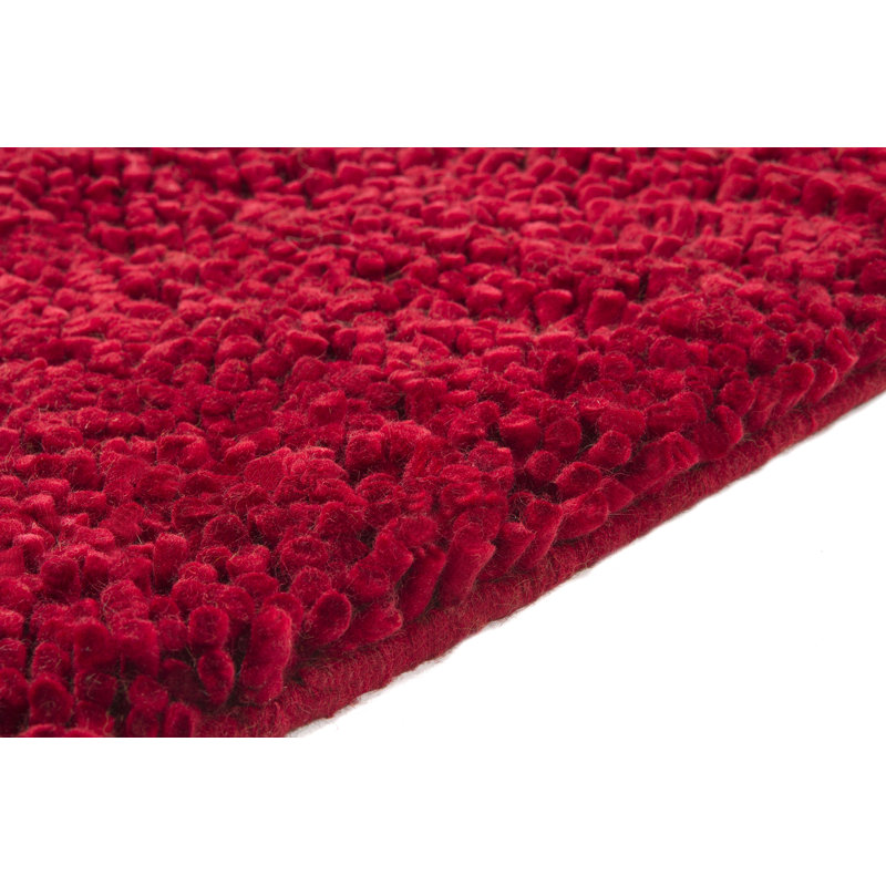Handmade Red Wool Shag Rectangular Area Rug 7'9" x 10'6"