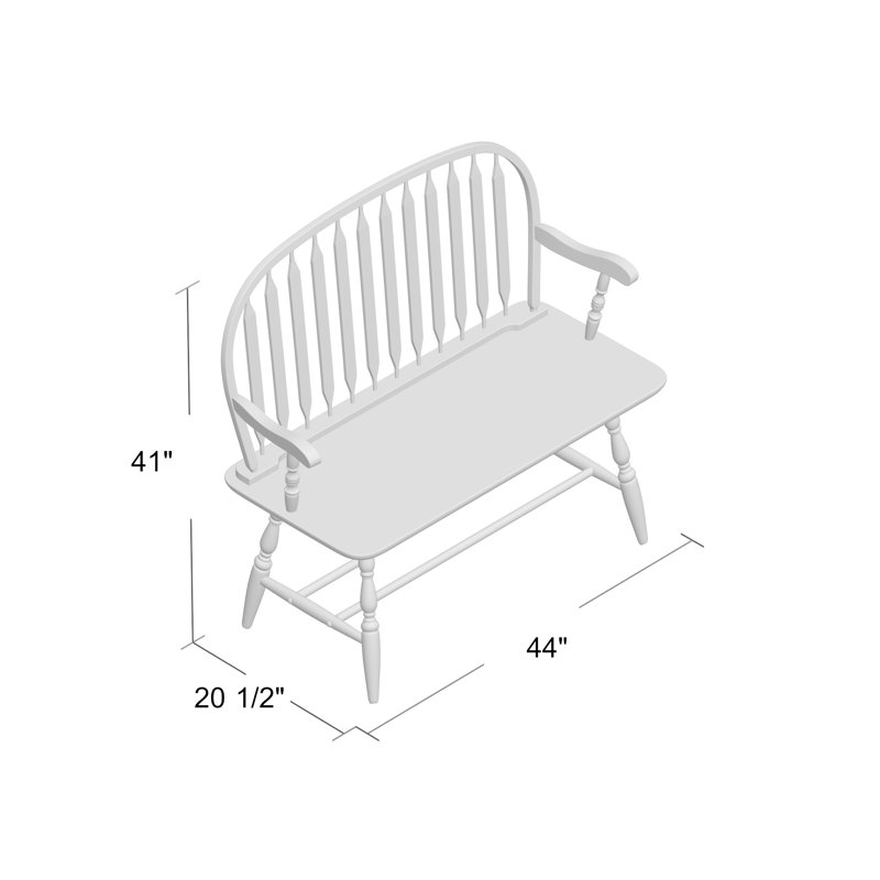 Banc campagnard classique brun de 44 po avec structure en bois d'hévéa durable