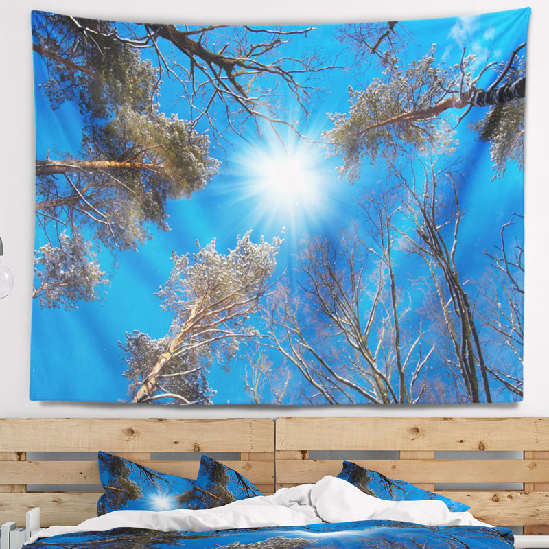 Tapisserie circulaire forêt au soleil, H 32 po x l 39 po