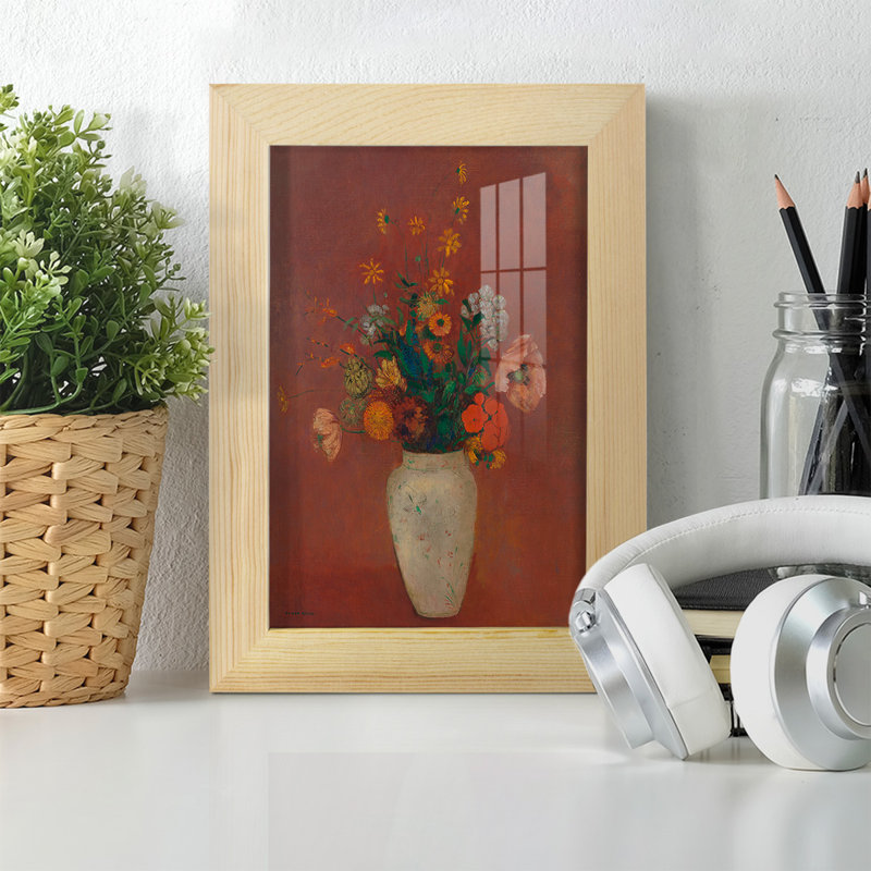 Bouquet dans un vase chinois, toile de qualité supérieure, prête à être accrochée, L 4 po x H 6 po x P 1 po