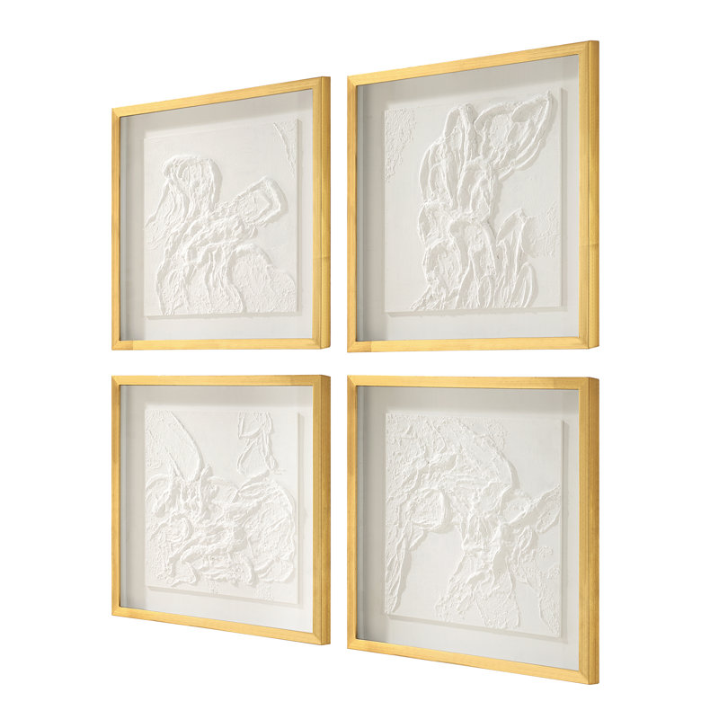 Grace Feyock Light Gold Framed Abstract Prints Set