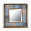 Miroir rustique abstrait avec cadre 100% bois de pin, 12,6 x 12,6 x 0,1 pouces | Travertin naturel et accents calcaires | Peinture protectrice pour bois à base d'eau | Comprend un miroir en verre et 5 crochets de suspension | Parfait pour le décor du Sud-Ouest