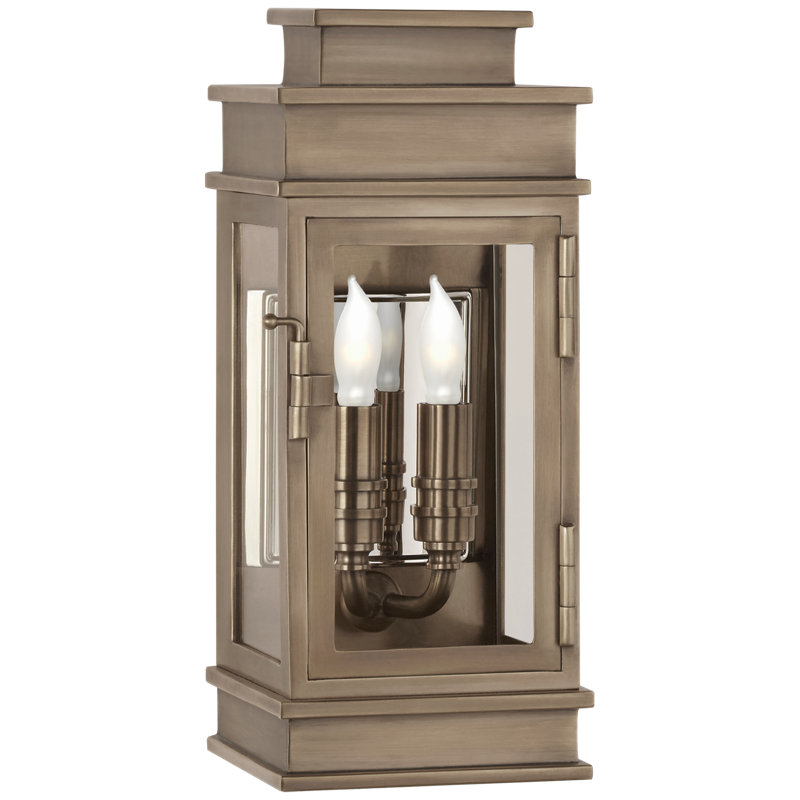 Chapman & Myers Linear Mini Wall Lantern, 12" H x 5" W x 5" D, Polished Nickel
