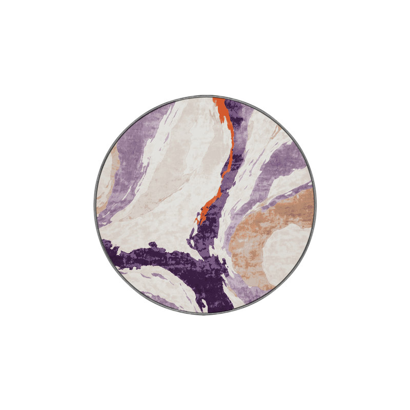 Tapis gris soyeux et moelleux, Rond 3 pi