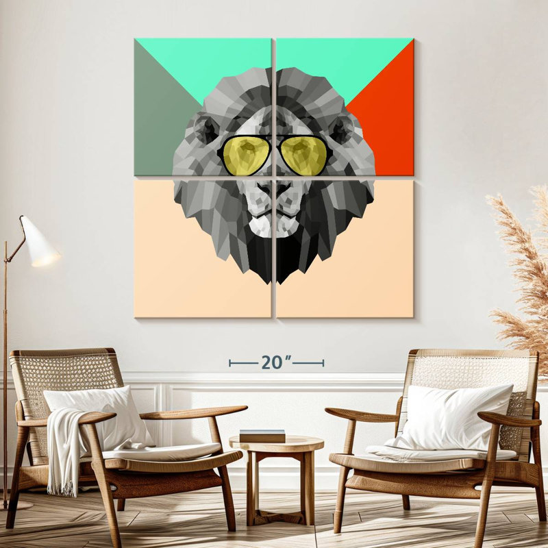 Brampt Party Lion dans des verres, H 57 po x l 57 po