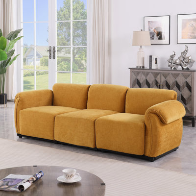 Canapé modulaire en chenille 93 pouces à la mode avec structure en fer robuste, parfait pour le salon et la chambre à coucher