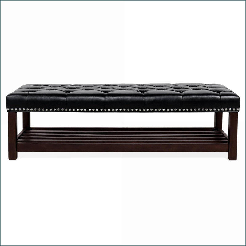 60-Inch Upholstered Bench for Bedroom Entryway | Walnut Brown | Solid Wood Legs