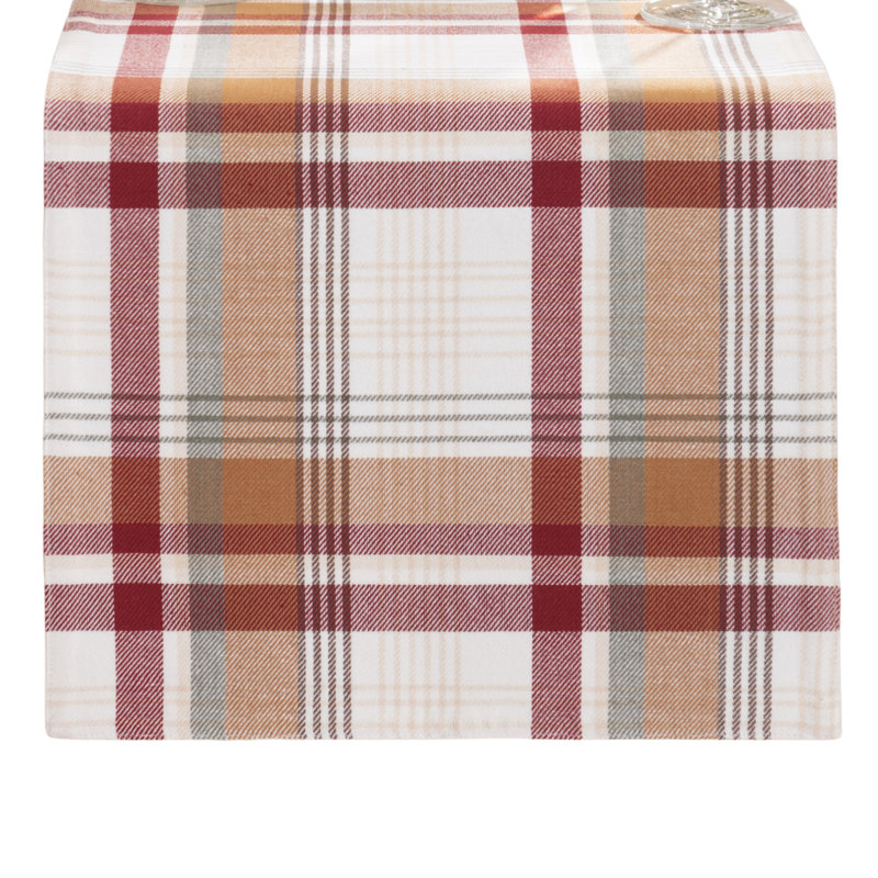 Torrey Plaid Harvest Cotton Table Runner, 13" W x 90" L
