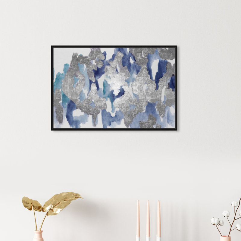 " Blue Palais ", 16" H x 24" W, Black Framed