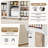 Kitchen Island With Extendable Dining Table, Mobile Kitchen Storage Islands, Rolling Kitchen Cart With Two Cabinet, Power Outlet, Spice Rack & Towel Rack