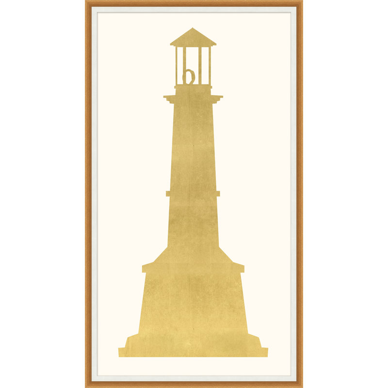 Phare doré 4 - Peinture encadrée sur papier