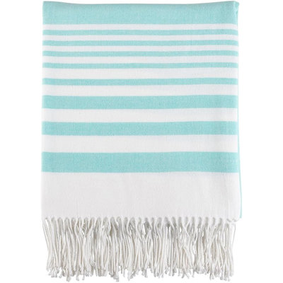 Striped Fringed Lightweight Throw Blanket 50" W X 60" L