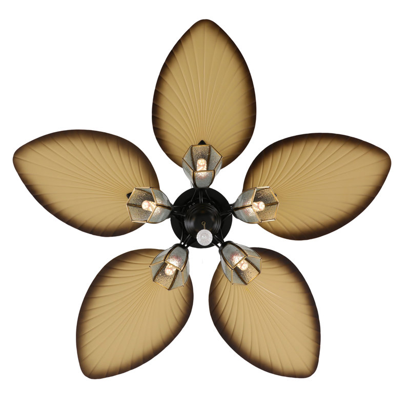 Ventilateur de plafond à DEL 5 pales avec télécommande Sawicki Palm Valley