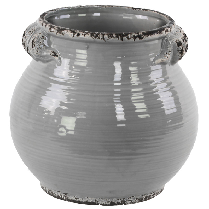 Pot à fleur en céramique Linkwood, Gris, H 10 po x l 10 po x P 10 po