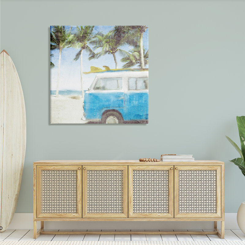 Large Blue and White Tropical Beach Canvas Wall Art