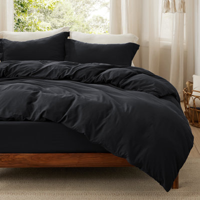 Bedsure Duvet Cover King Size with Fitted Sheet - 4 Pieces Prewashed Cotton-Like Extra Soft Bedding Set