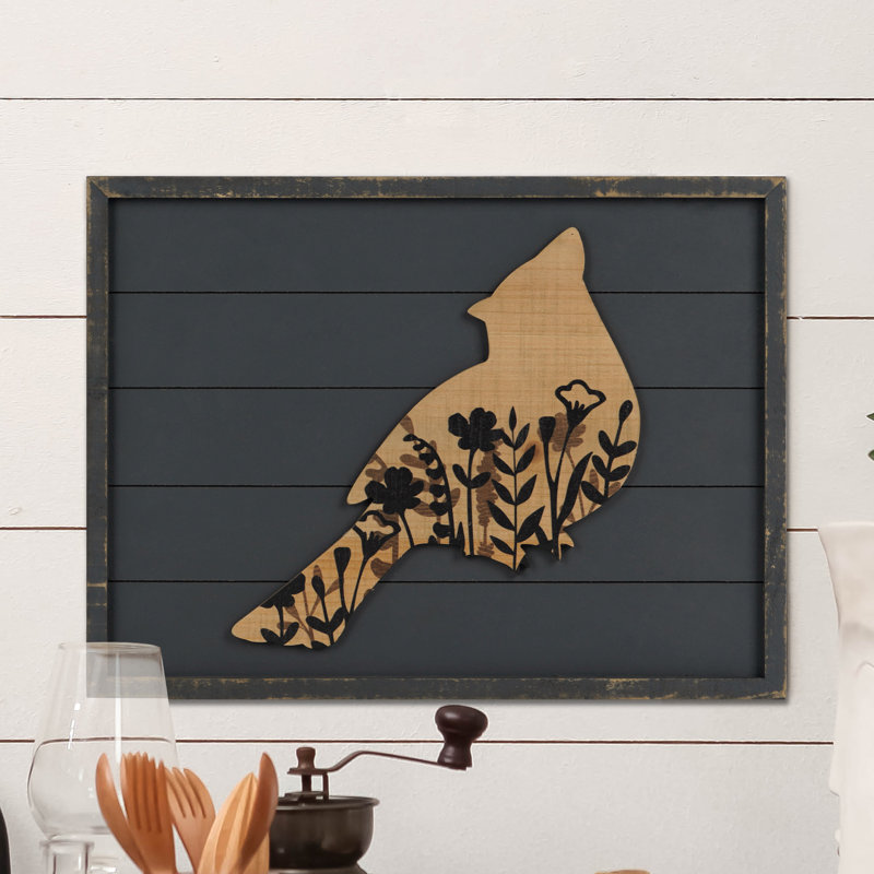 Rustic Floral Forest Robin Wood Wall Decor