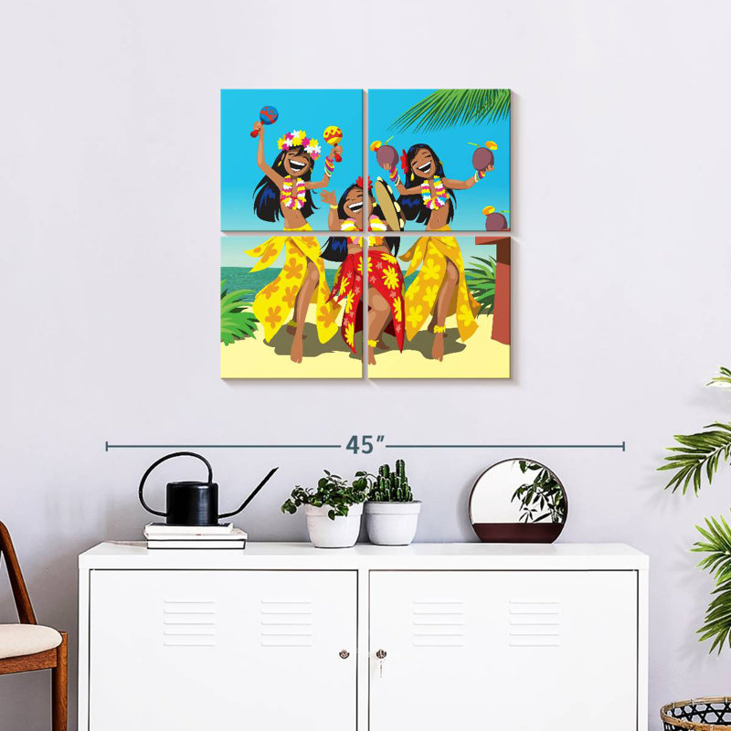 Enn Hawaiian Hula Dancers, H 26 po x l 26 po