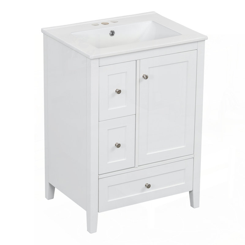 Meuble-lavabo polyvalent avec rangement abondant et fabrication robuste, Blanc