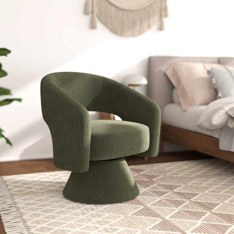 Chaise d'appoint pivotante en tonneau, chaise de salon rembourrée moderne avec rembourrage épais pour la lecture, vert