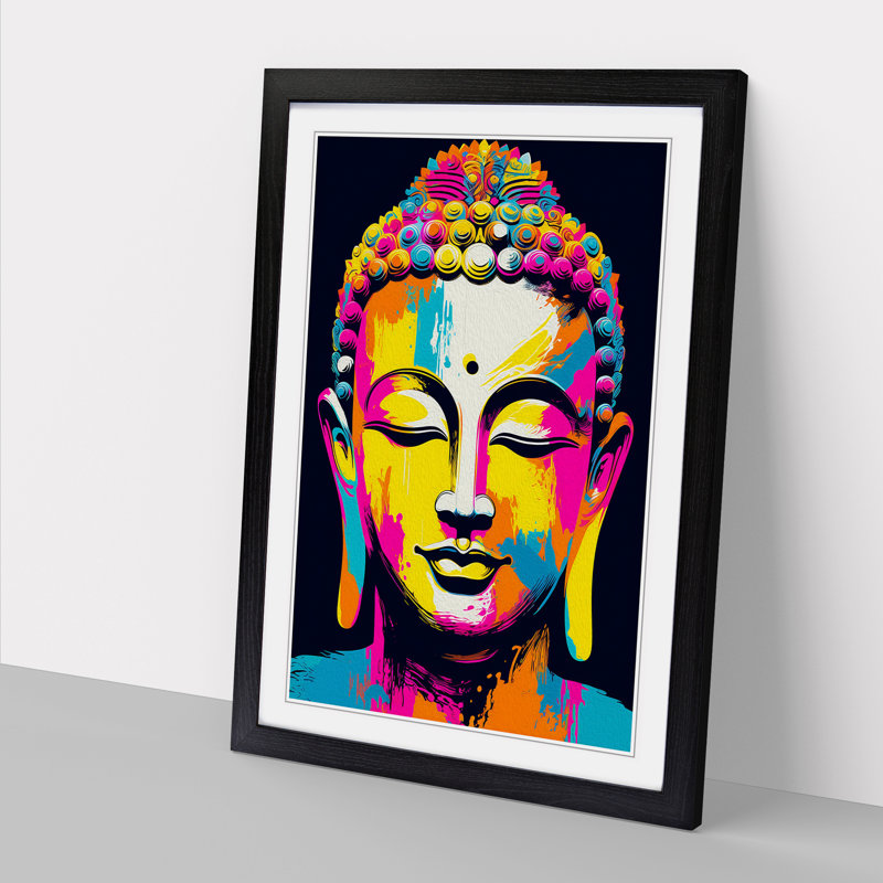 Buddha Pop 1 Piece Single Picture Frame Wall Art, 64cm H x 46cm W x 2cm D, Black Framed