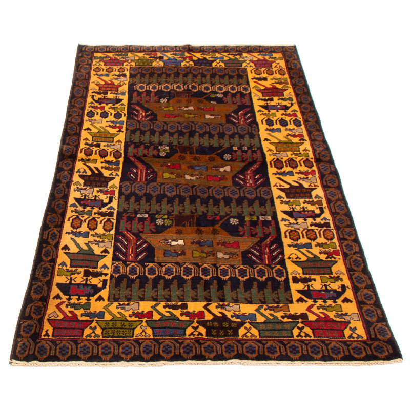 Tapis bleu marine foncé Rare War 4 pi 0 po x 6 pi 5 po