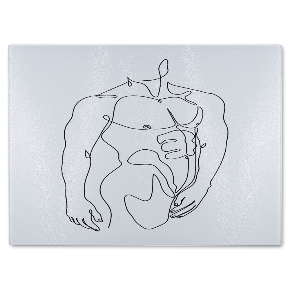 line art of male body Designer Glass Chopping Board