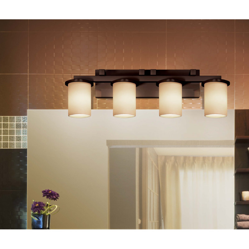 Éclairage pour salle de bain 4 lumières Casson, Bronze foncé, Caramel