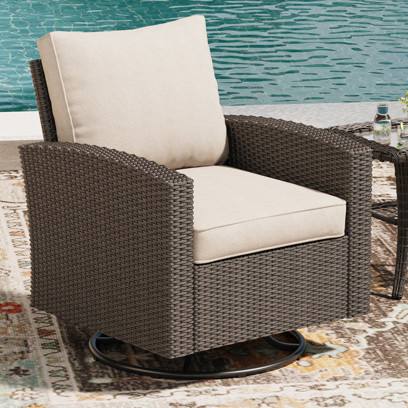 Patio Swivel Sofa Chair with cushions, Sand