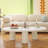 47" Modern Irregular Wood Coffee Table - Thick & Sturdy 3-Leg Design, Multi-Functional Living Room Center Table for Apartment, Indoor Tea Table, Simple Contemporary Style