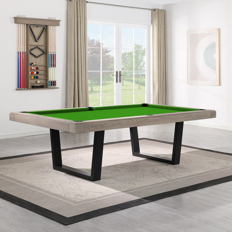 Table de billard en ardoise 8 pieds avec structure en acier Unity, Non, Vert pomme, Gris brossé brossé