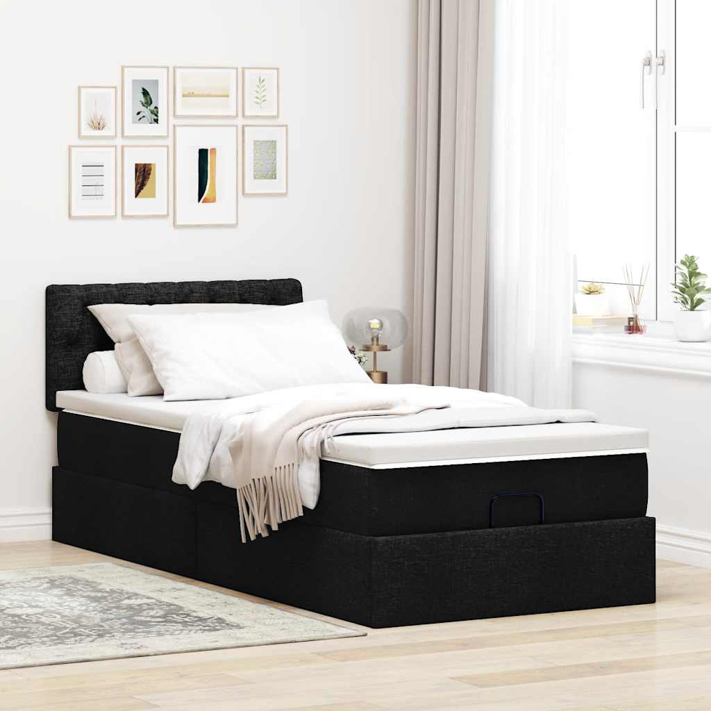 Vidaxl Ottoman-Bett Mit Matratze Dunkelgrau 80X200 Cm Stoff