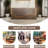 Vintage Rectangular Front Desk with LED Light Strip and Versatile Storage Solutions